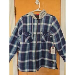 Americaware Womens hooded flannel plaid quilted Small jacket Full Zip - New!